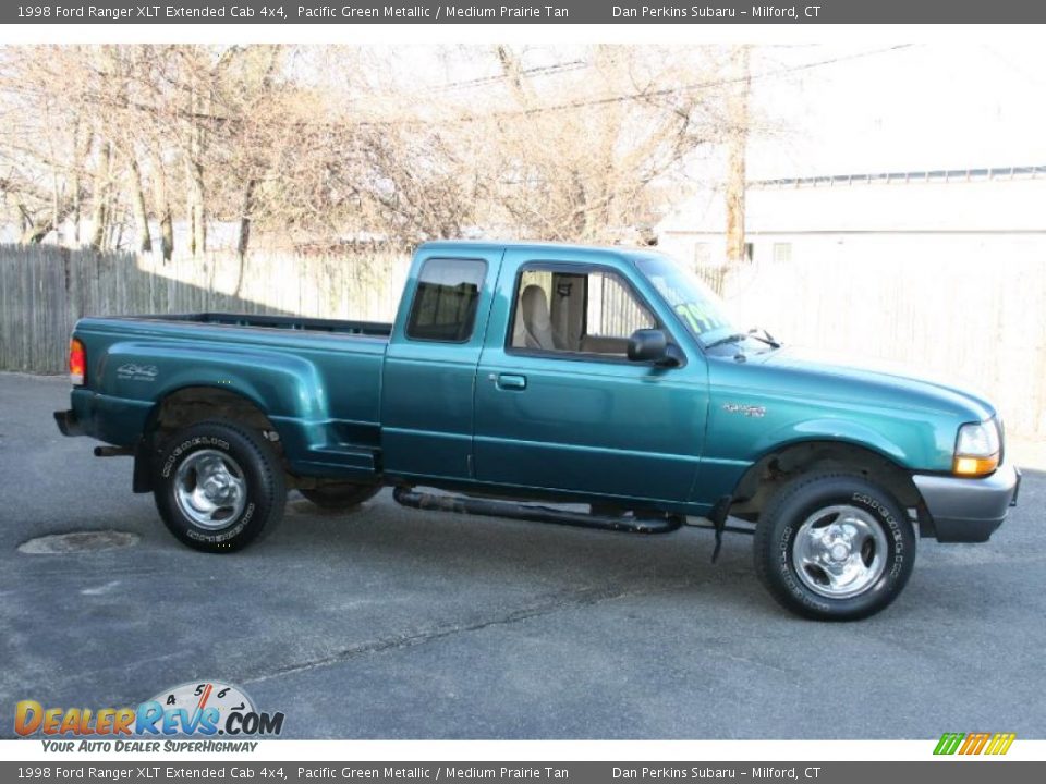 1998 Ford Ranger XLT Extended Cab 4x4 Pacific Green Metallic / Medium Prairie Tan Photo #4