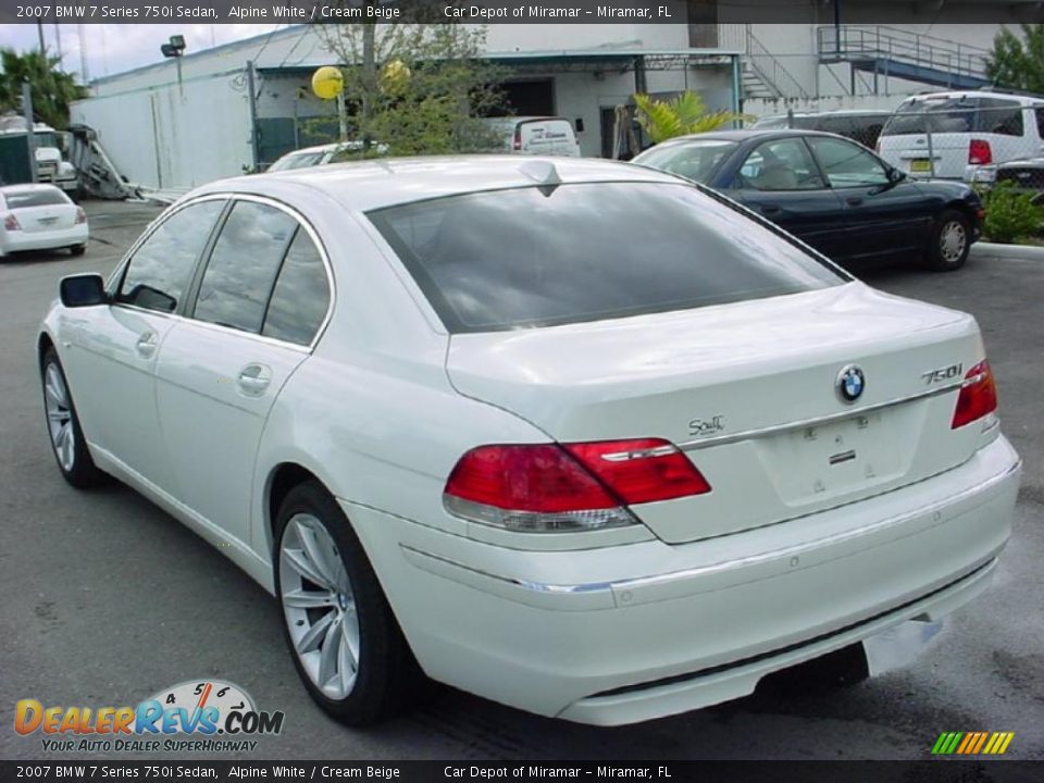 2007 BMW 7 Series 750i Sedan Alpine White / Cream Beige Photo #5
