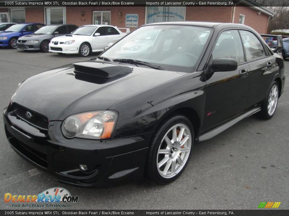 2005 Subaru Impreza WRX STi Obsidian Black Pearl / Black/Blue Ecsaine Photo #1