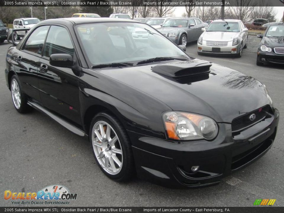 2005 Subaru Impreza WRX STi Obsidian Black Pearl / Black/Blue Ecsaine Photo #3