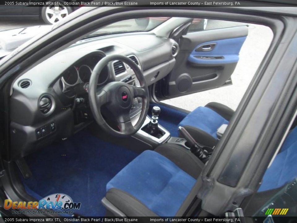 2005 Subaru Impreza WRX STi Obsidian Black Pearl / Black/Blue Ecsaine Photo #7