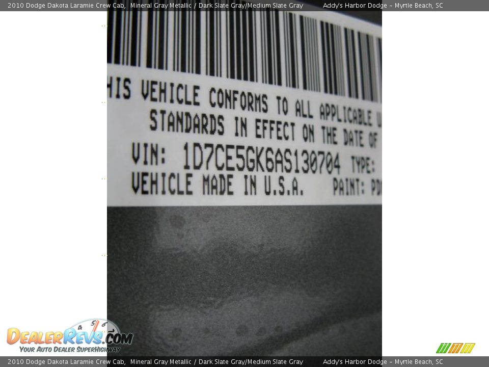 2010 Dodge Dakota Laramie Crew Cab Mineral Gray Metallic / Dark Slate Gray/Medium Slate Gray Photo #30
