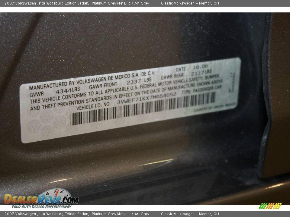 2007 Volkswagen Jetta Wolfsburg Edition Sedan Platinum Grey Metallic / Art Gray Photo #27