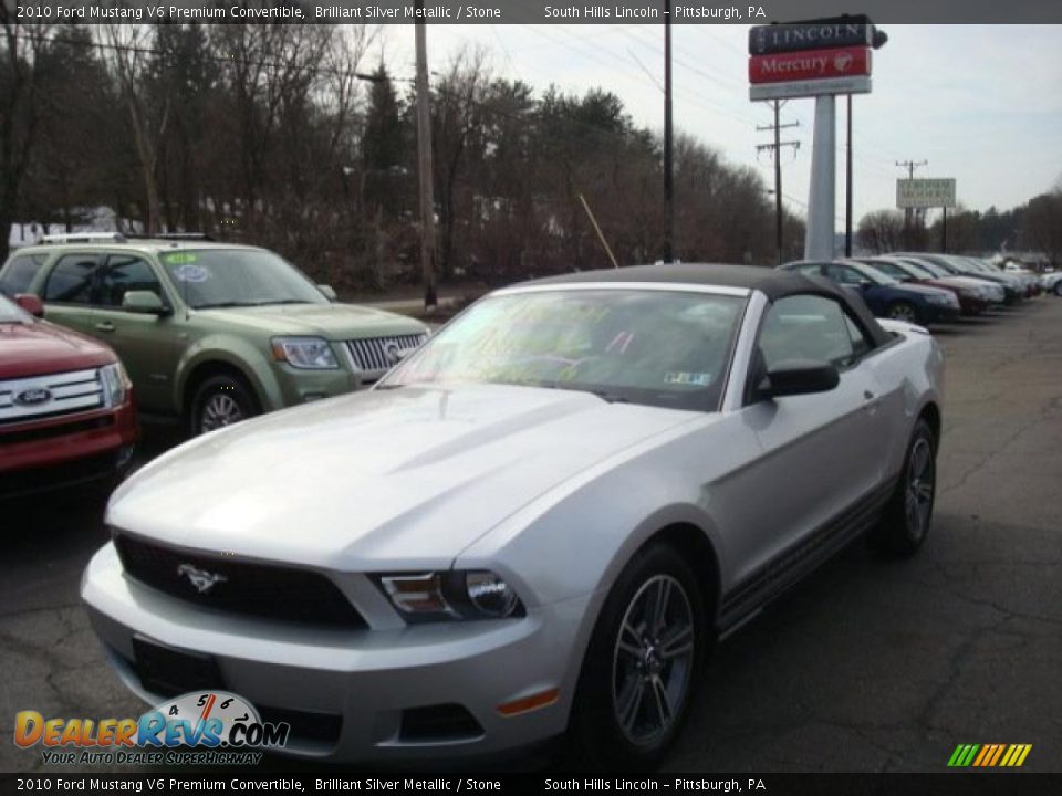 2010 Ford Mustang V6 Premium Convertible Brilliant Silver Metallic / Stone Photo #1