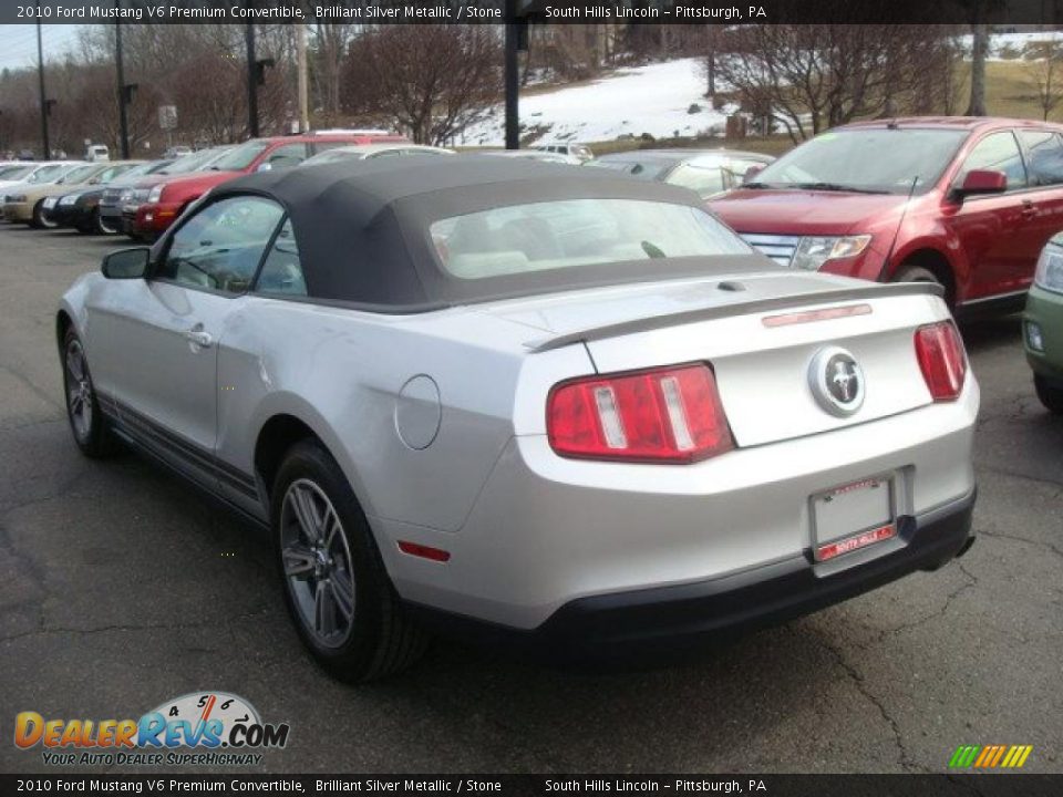 2010 Ford Mustang V6 Premium Convertible Brilliant Silver Metallic / Stone Photo #2