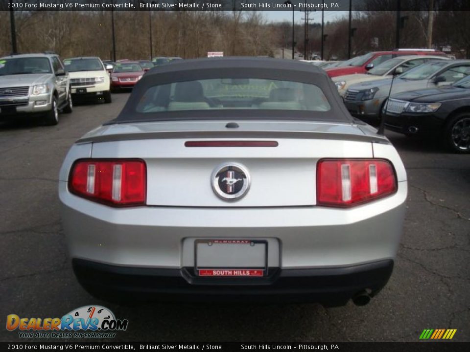 2010 Ford Mustang V6 Premium Convertible Brilliant Silver Metallic / Stone Photo #3