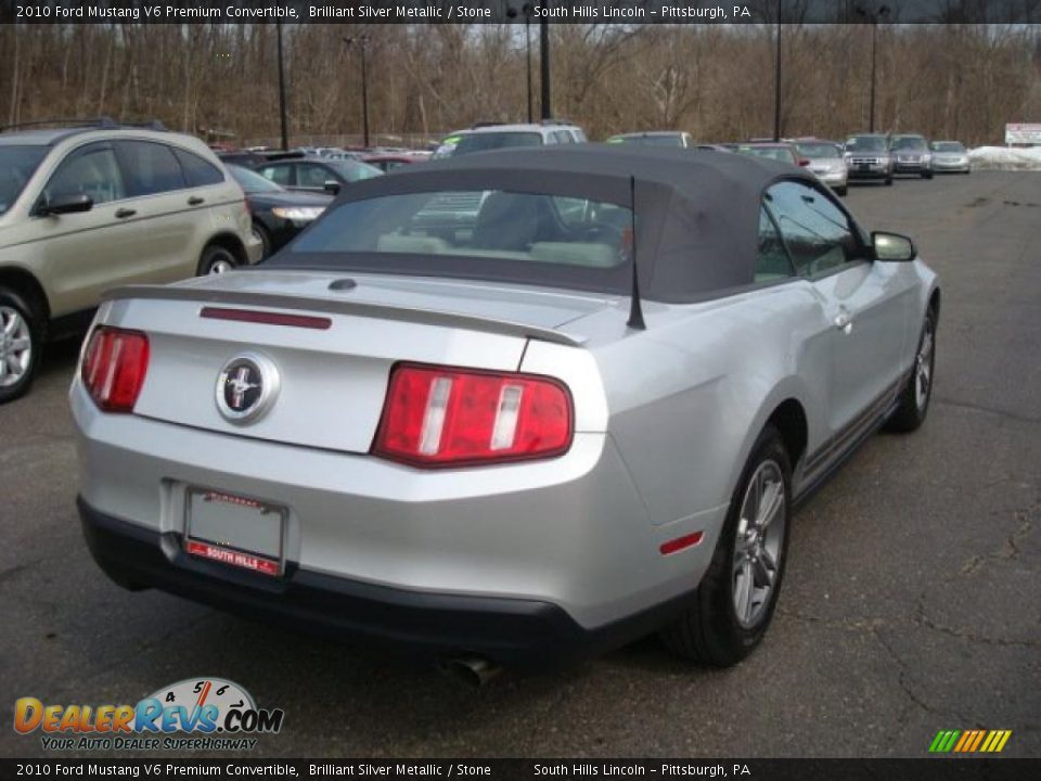 2010 Ford Mustang V6 Premium Convertible Brilliant Silver Metallic / Stone Photo #4