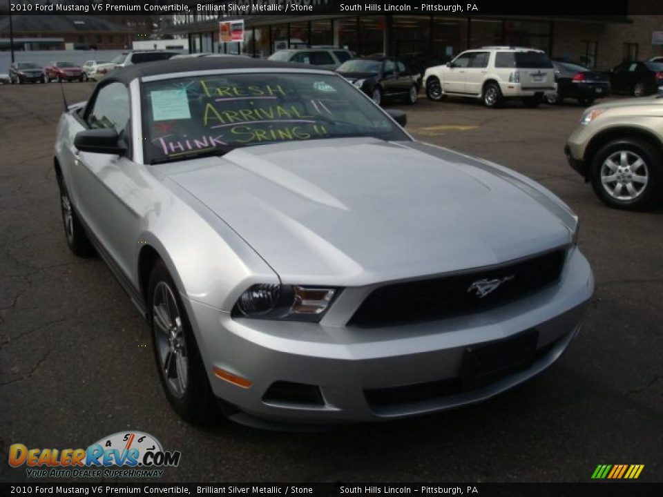 2010 Ford Mustang V6 Premium Convertible Brilliant Silver Metallic / Stone Photo #5