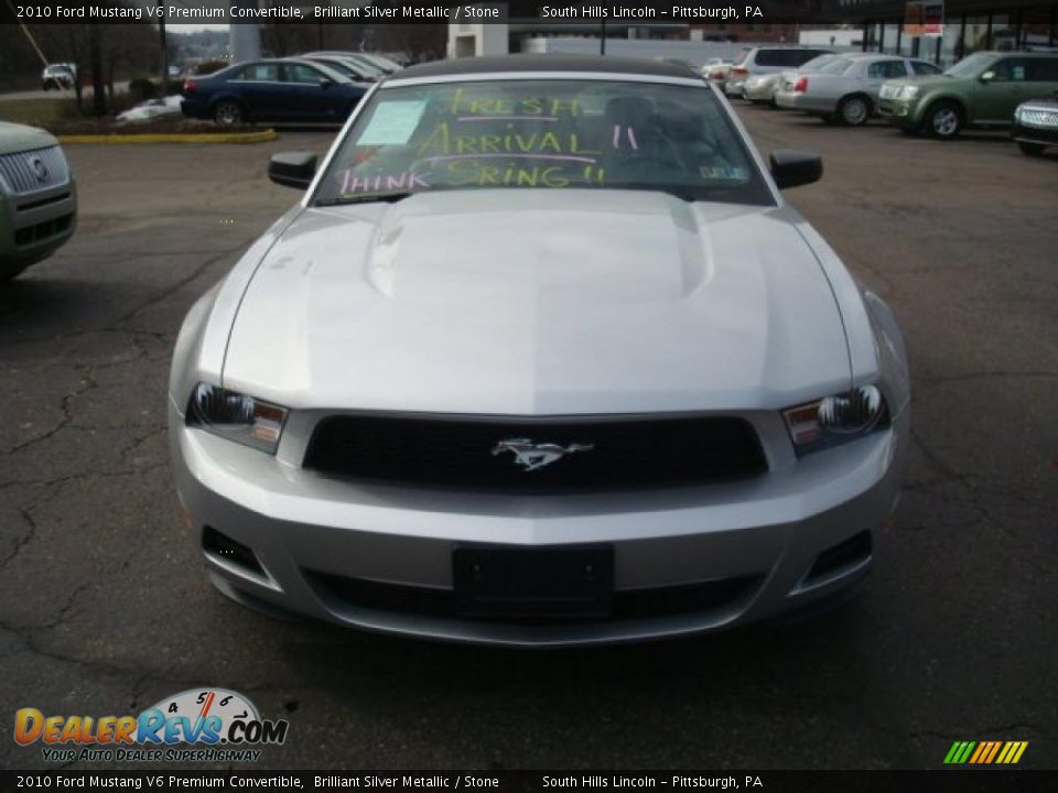 2010 Ford Mustang V6 Premium Convertible Brilliant Silver Metallic / Stone Photo #6