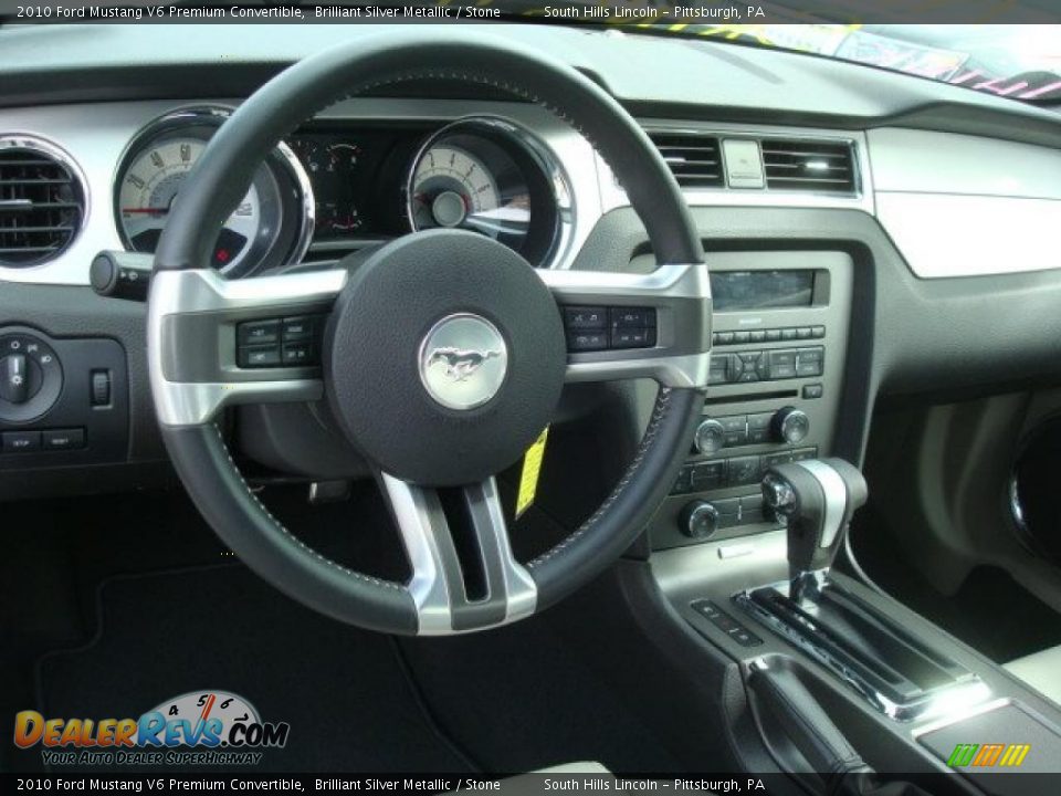 2010 Ford Mustang V6 Premium Convertible Brilliant Silver Metallic / Stone Photo #10