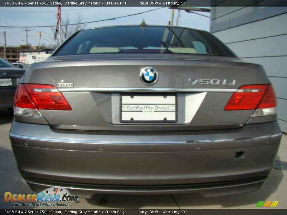 2008 BMW 7 Series 750Li Sedan Sterling Grey Metallic / Cream Beige Photo #4