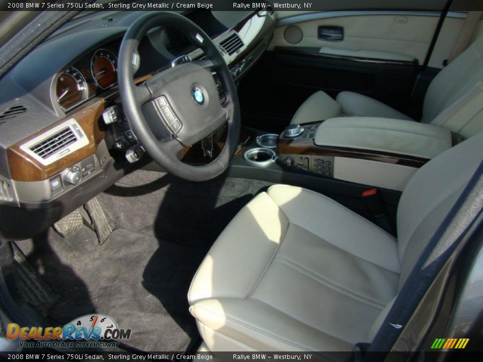2008 BMW 7 Series 750Li Sedan Sterling Grey Metallic / Cream Beige Photo #10