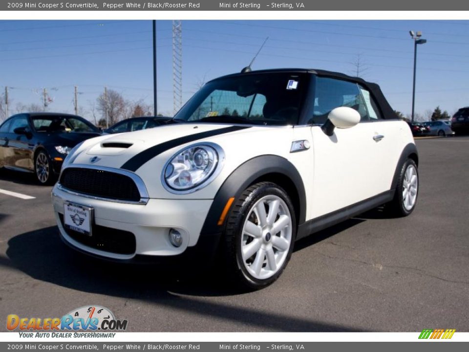 2009 Mini Cooper S Convertible Pepper White / Black/Rooster Red Photo #2