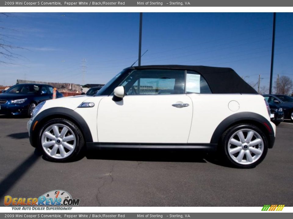 2009 Mini Cooper S Convertible Pepper White / Black/Rooster Red Photo #3