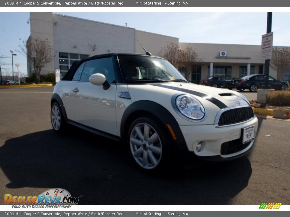 2009 Mini Cooper S Convertible Pepper White / Black/Rooster Red Photo #8