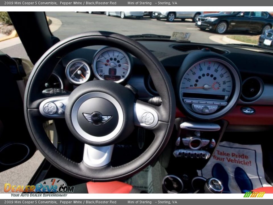 2009 Mini Cooper S Convertible Pepper White / Black/Rooster Red Photo #14