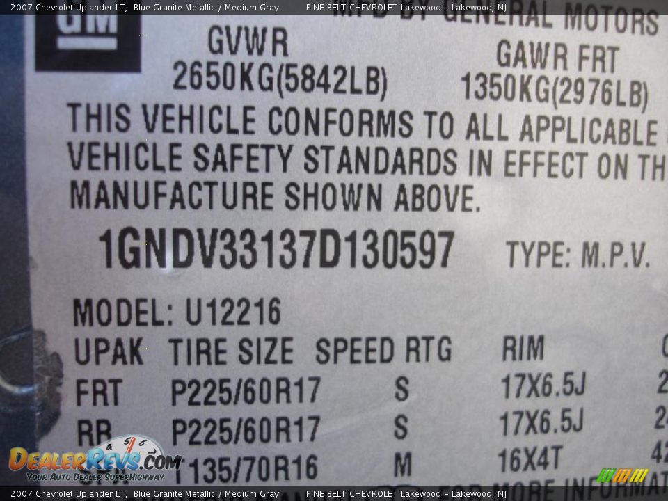 2007 Chevrolet Uplander LT Blue Granite Metallic / Medium Gray Photo #18