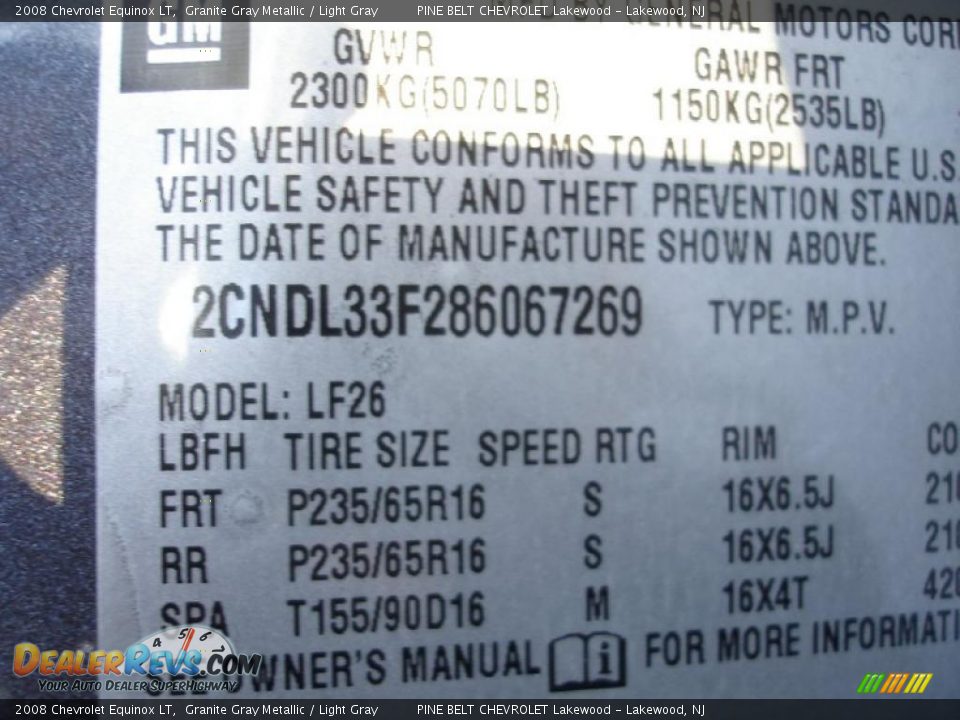 2008 Chevrolet Equinox LT Granite Gray Metallic / Light Gray Photo #18
