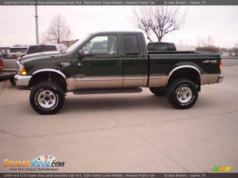 1999 Ford F250 Super Duty Lariat Extended Cab 4x4 Dark Hunter Green Metallic / Medium Prairie Tan Photo #1
