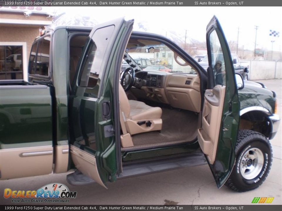 1999 Ford F250 Super Duty Lariat Extended Cab 4x4 Dark Hunter Green Metallic / Medium Prairie Tan Photo #5
