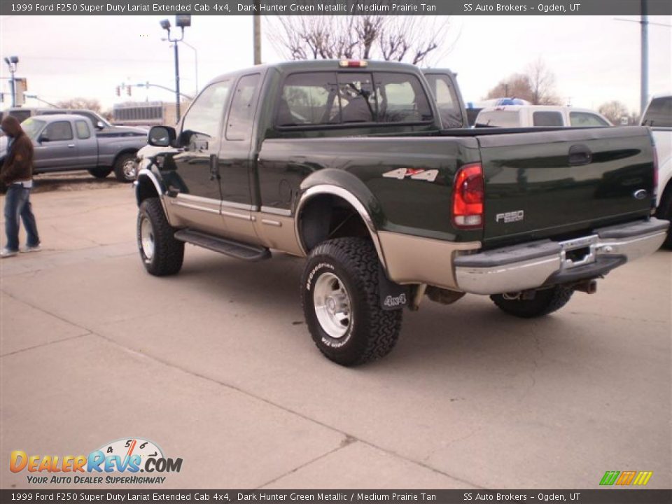 1999 Ford F250 Super Duty Lariat Extended Cab 4x4 Dark Hunter Green Metallic / Medium Prairie Tan Photo #7