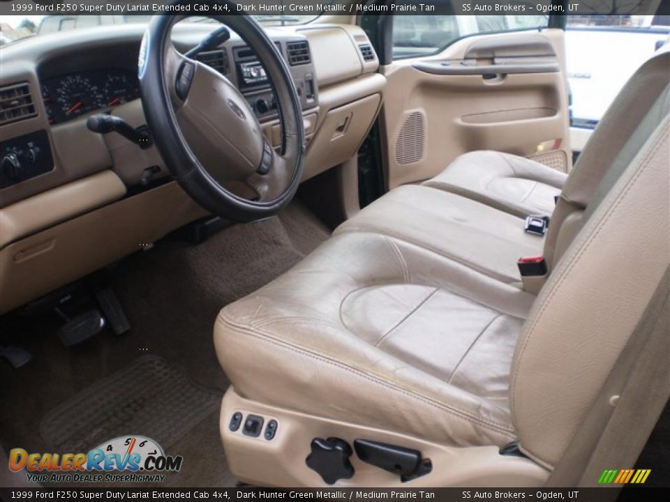 1999 Ford F250 Super Duty Lariat Extended Cab 4x4 Dark Hunter Green Metallic / Medium Prairie Tan Photo #10