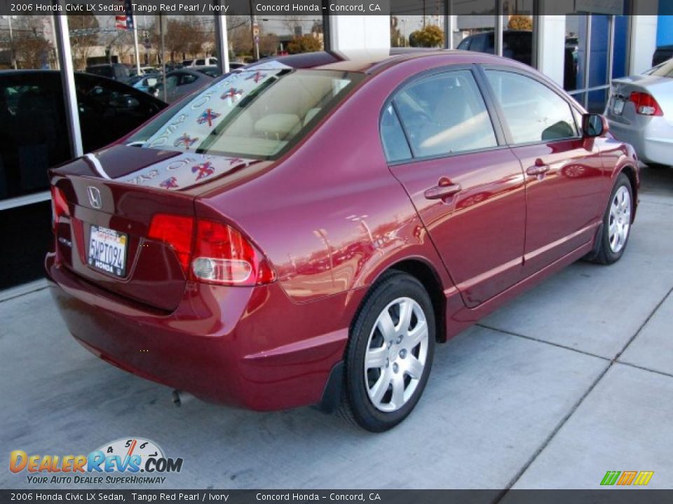 2006 Honda Civic LX Sedan Tango Red Pearl / Ivory Photo #3