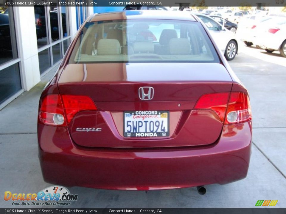 2006 Honda Civic LX Sedan Tango Red Pearl / Ivory Photo #4