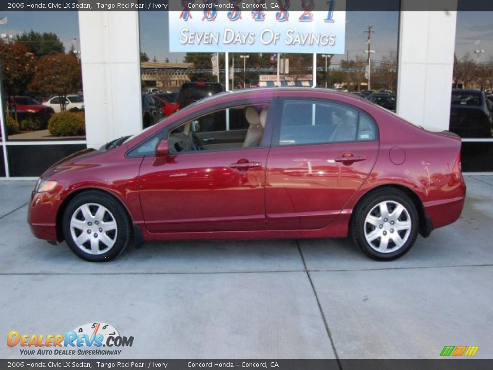 2006 Honda Civic LX Sedan Tango Red Pearl / Ivory Photo #6