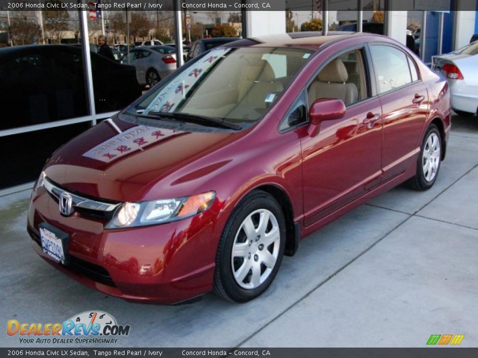 2006 Honda Civic LX Sedan Tango Red Pearl / Ivory Photo #7
