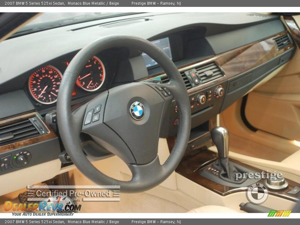 2007 BMW 5 Series 525xi Sedan Monaco Blue Metallic / Beige Photo #15