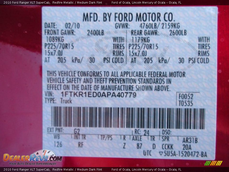 2010 Ford Ranger XLT SuperCab Redfire Metallic / Medium Dark Flint Photo #12