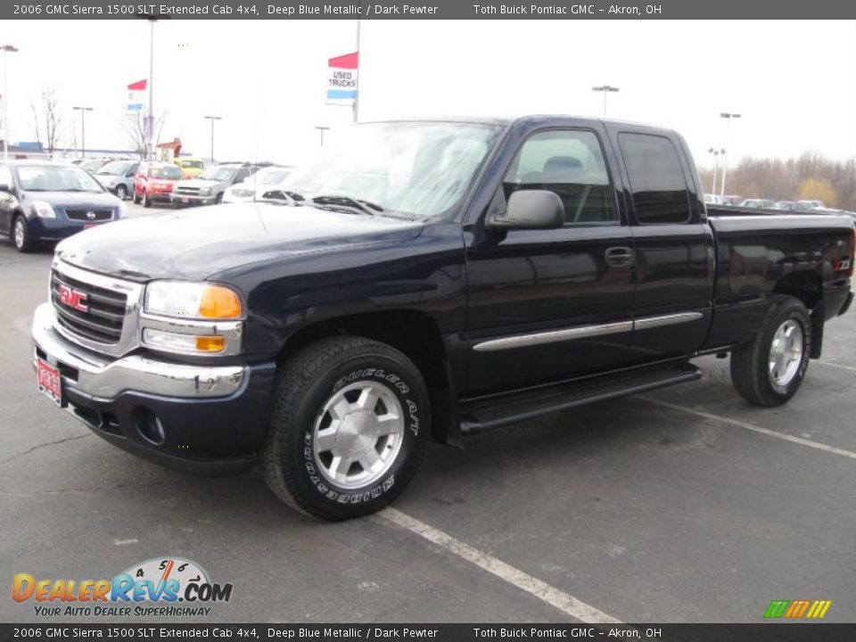 2006 GMC Sierra 1500 SLT Extended Cab 4x4 Deep Blue Metallic / Dark Pewter Photo #6