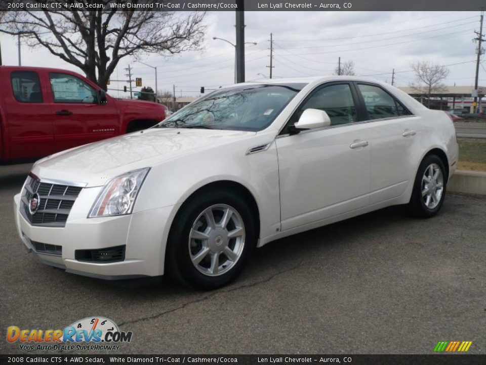 2008 Cadillac CTS 4 AWD Sedan White Diamond Tri-Coat / Cashmere/Cocoa Photo #3