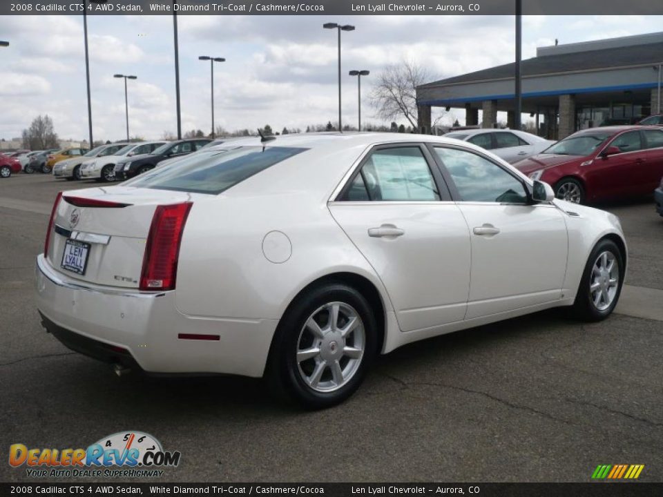 2008 Cadillac CTS 4 AWD Sedan White Diamond Tri-Coat / Cashmere/Cocoa Photo #6