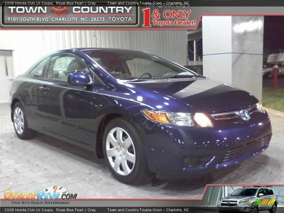 2008 Honda Civic LX Coupe Royal Blue Pearl / Gray Photo #1