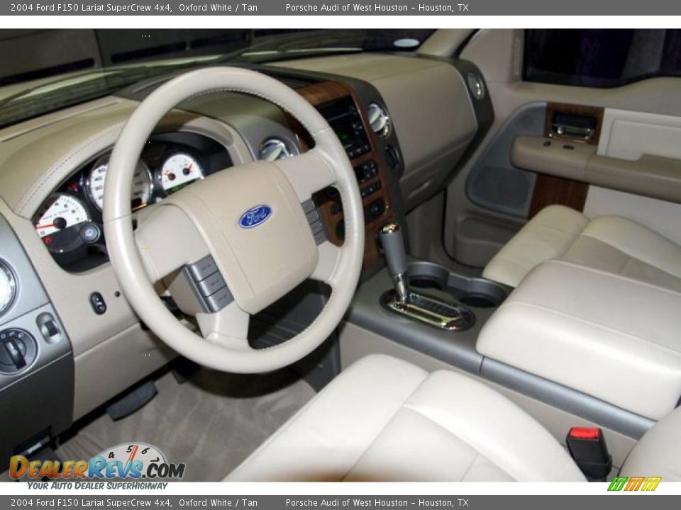 2004 Ford F150 Lariat SuperCrew 4x4 Oxford White / Tan Photo #6