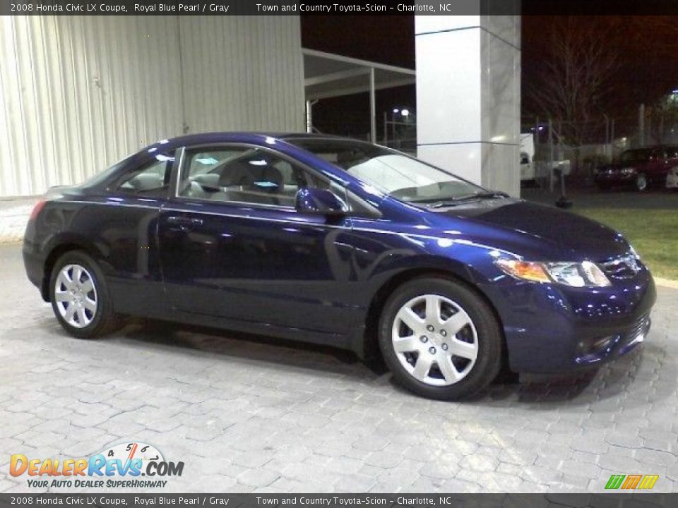 2008 Honda Civic LX Coupe Royal Blue Pearl / Gray Photo #17