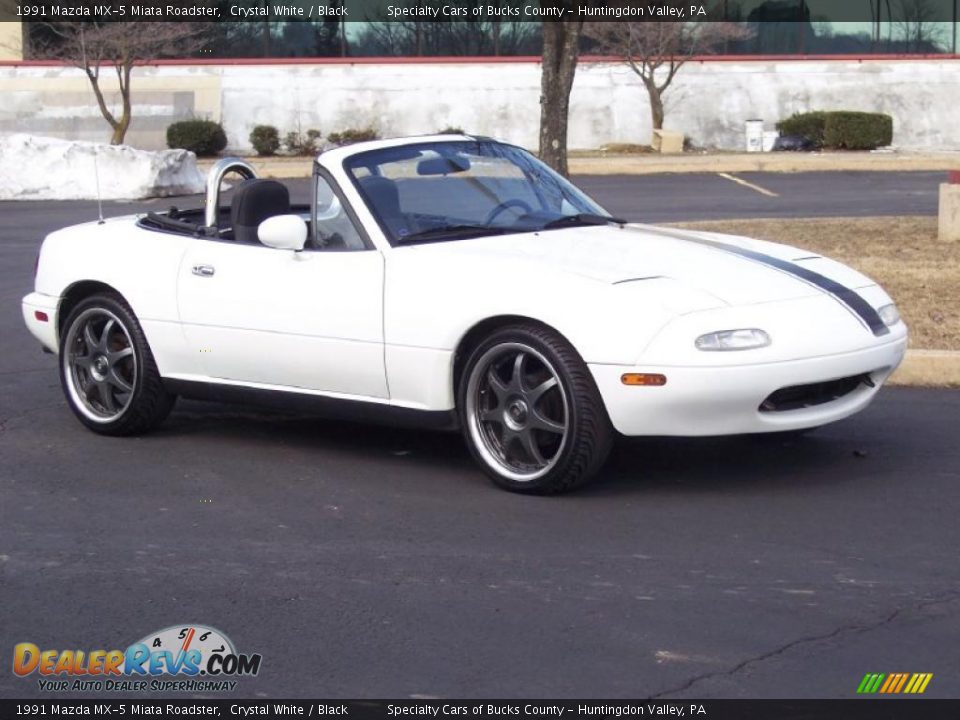 1991 Mazda MX-5 Miata Roadster Crystal White / Black Photo #3