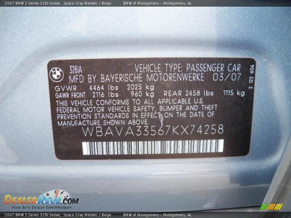2007 BMW 3 Series 328i Sedan Space Gray Metallic / Beige Photo #21
