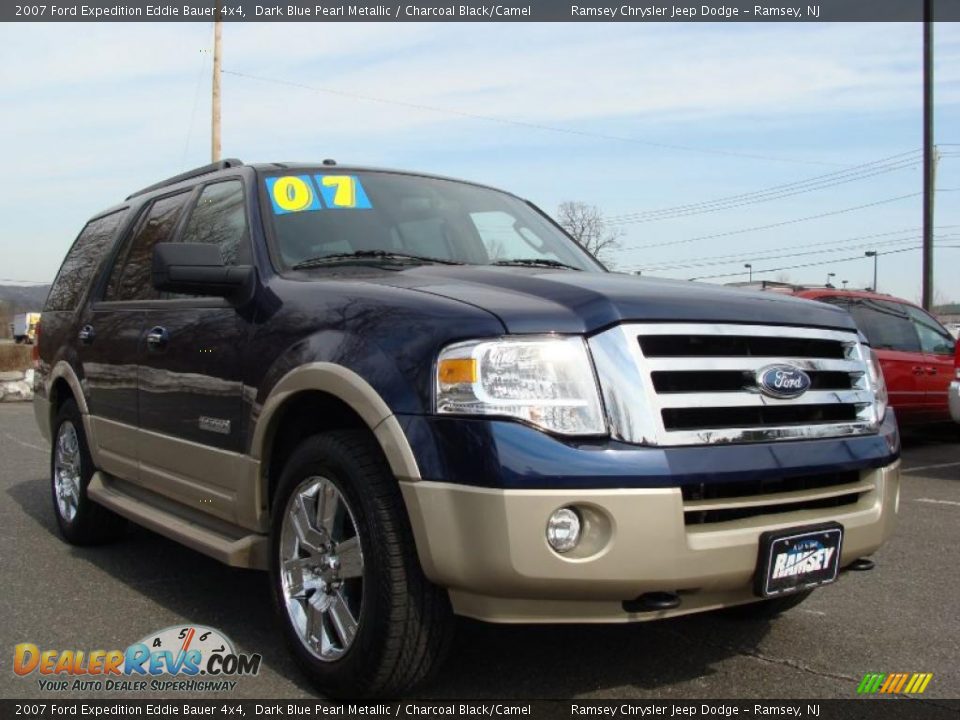 2007 Ford Expedition Eddie Bauer 4x4 Dark Blue Pearl Metallic / Charcoal Black/Camel Photo #3