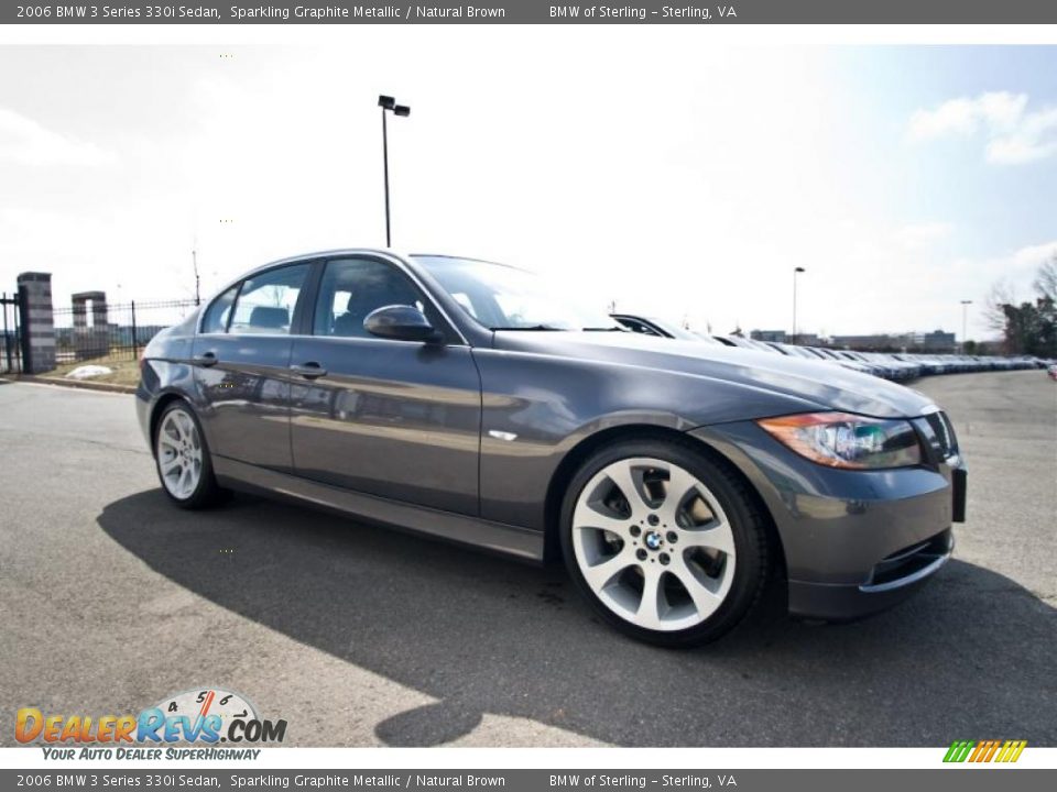 2006 BMW 3 Series 330i Sedan Sparkling Graphite Metallic / Natural Brown Photo #8