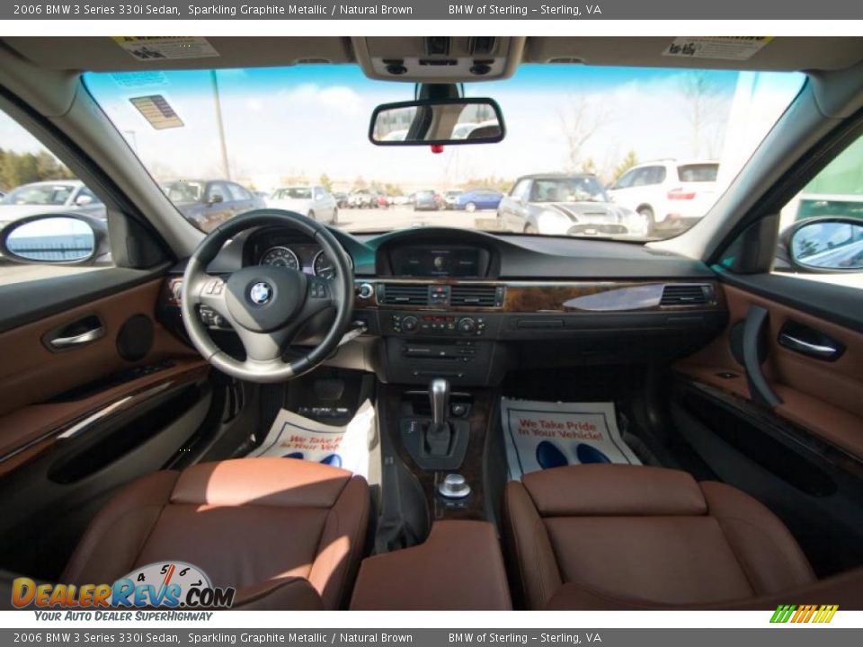 2006 BMW 3 Series 330i Sedan Sparkling Graphite Metallic / Natural Brown Photo #11