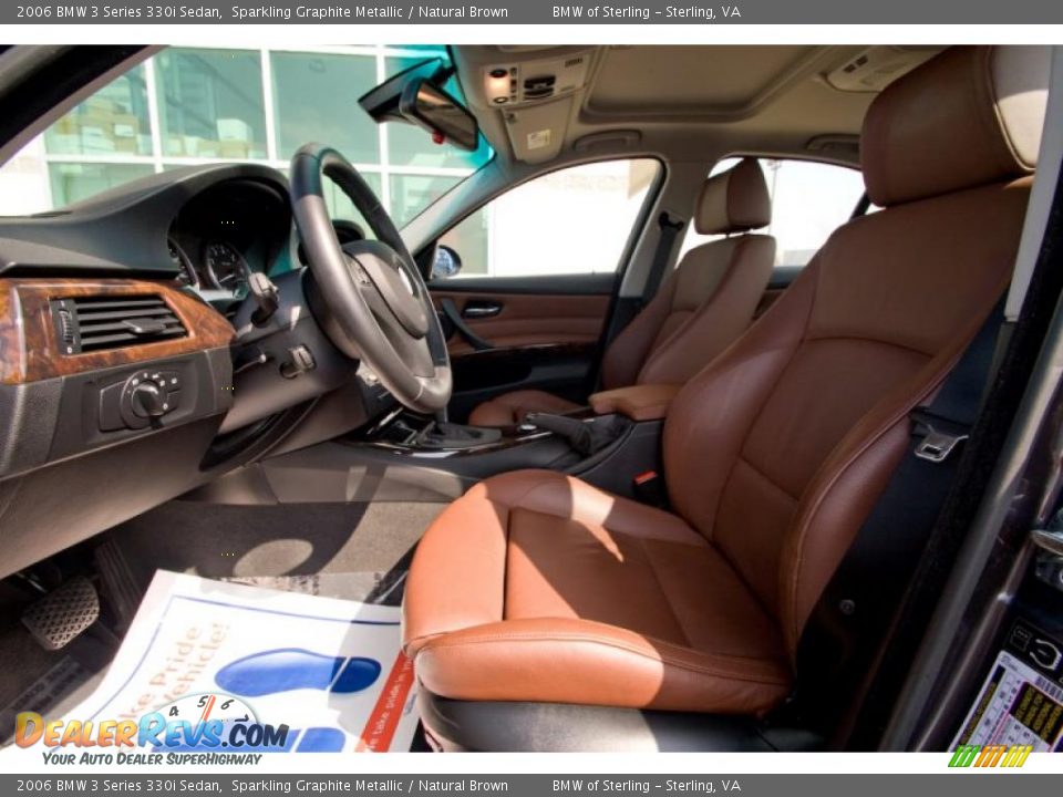 2006 BMW 3 Series 330i Sedan Sparkling Graphite Metallic / Natural Brown Photo #13