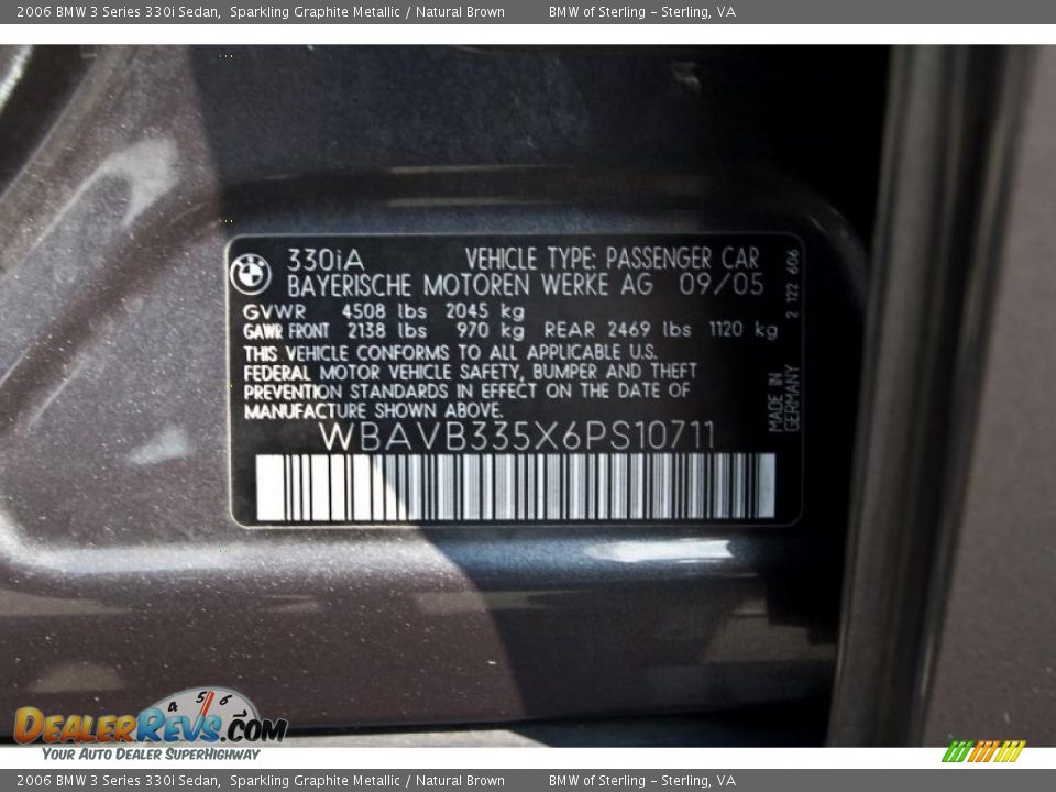 2006 BMW 3 Series 330i Sedan Sparkling Graphite Metallic / Natural Brown Photo #15