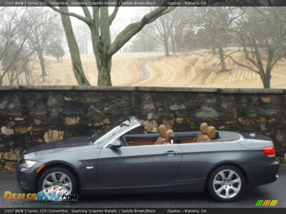 2007 BMW 3 Series 335i Convertible Sparkling Graphite Metallic / Saddle Brown/Black Photo #7