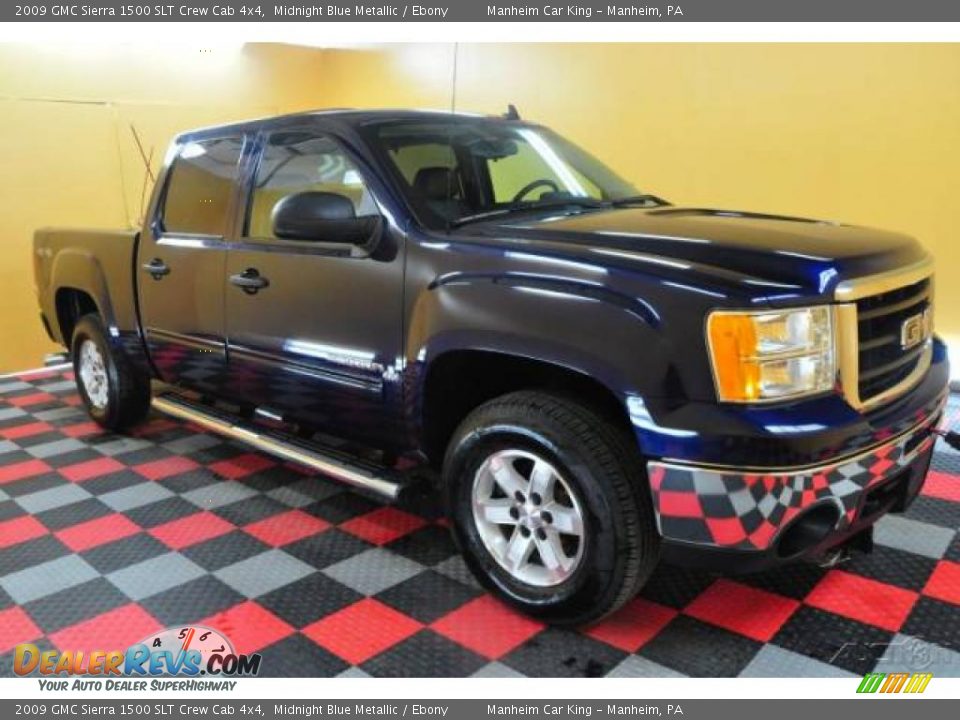2009 GMC Sierra 1500 SLT Crew Cab 4x4 Midnight Blue Metallic / Ebony Photo #1