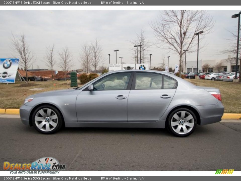 2007 BMW 5 Series 530i Sedan Silver Grey Metallic / Beige Photo #3