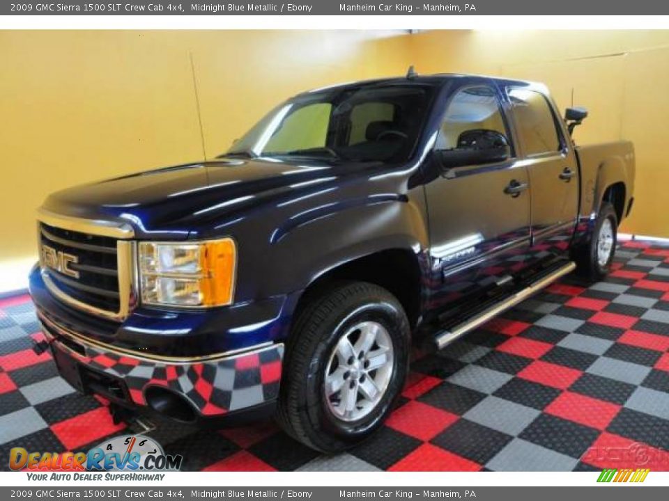 2009 GMC Sierra 1500 SLT Crew Cab 4x4 Midnight Blue Metallic / Ebony Photo #3