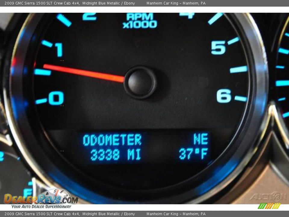 2009 GMC Sierra 1500 SLT Crew Cab 4x4 Midnight Blue Metallic / Ebony Photo #8